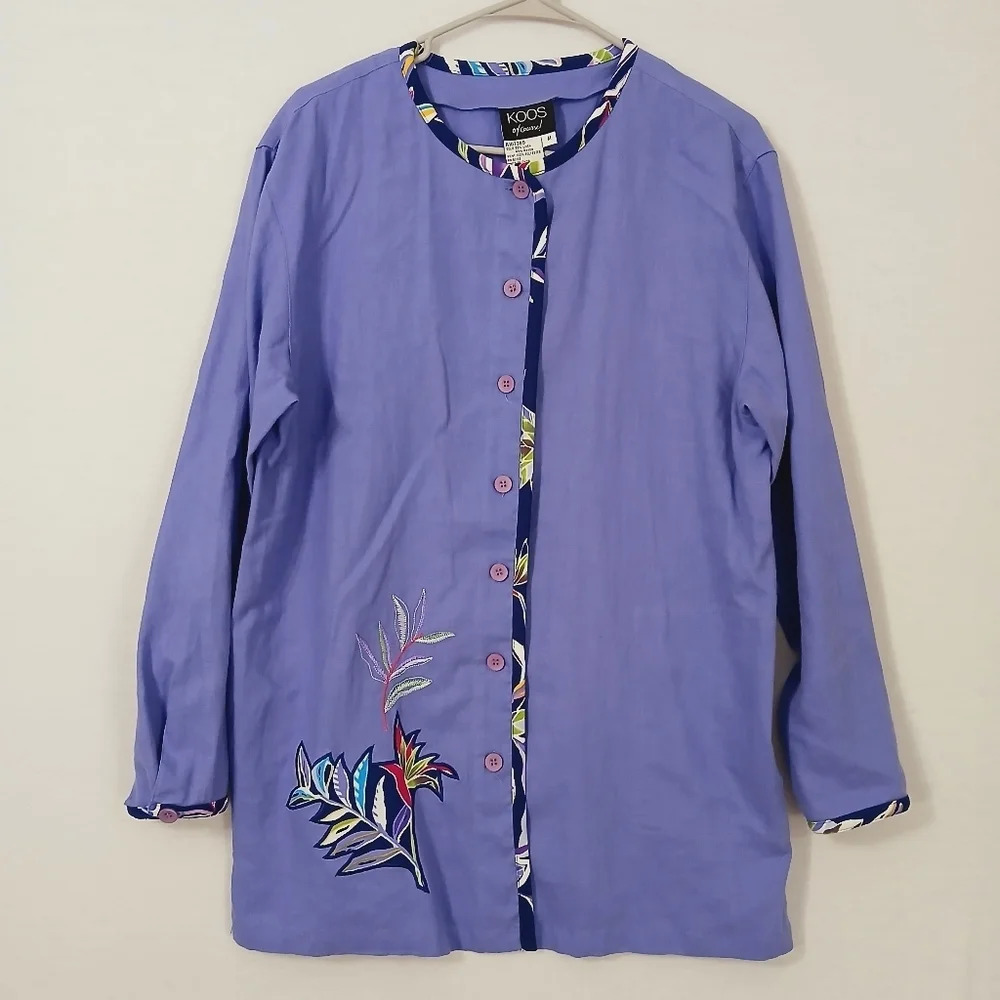 Vintage Koos Linen Blend Embroidered Artsy Lagenlook Tunic Size‎ Medium